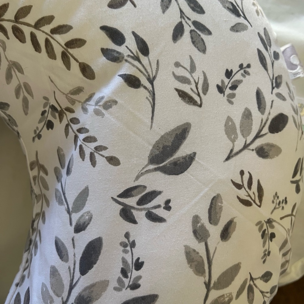 Neutral Leaf Print Nursing Pillow - White & Gray - Picture 6 of 9